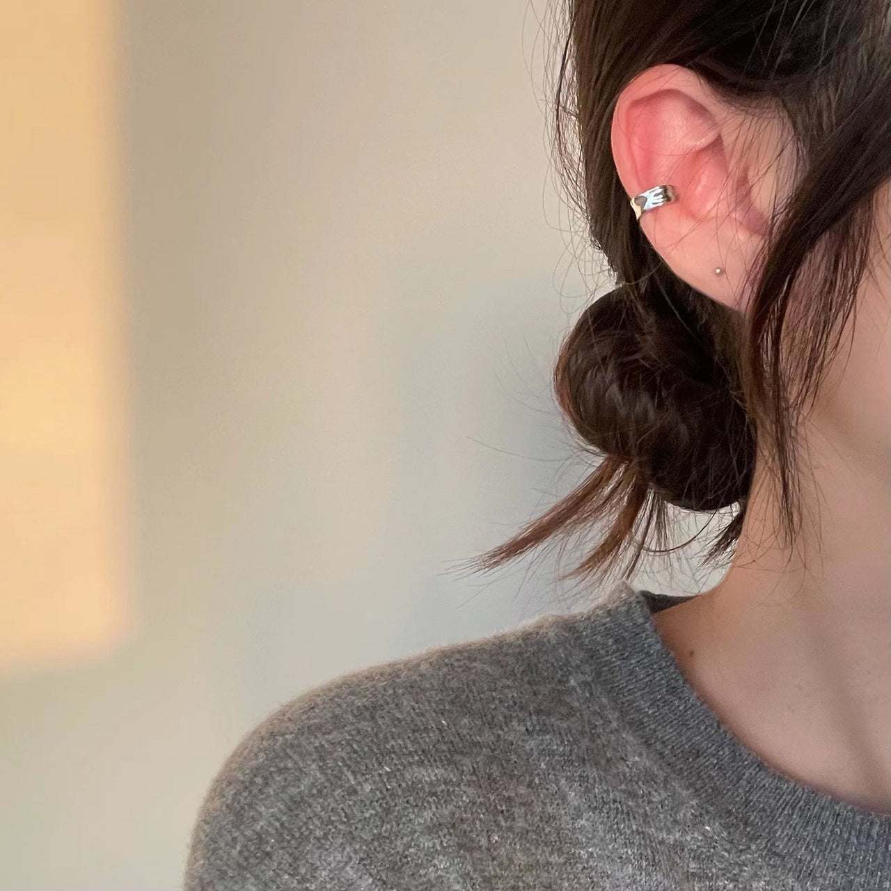 Fashion Irregular C Shape 925 Sterling Silver Non-Pierced Earring(Single) - KIAHMILLA