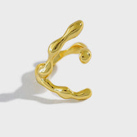 Fashion Irregular C Shape Wide 925 Sterling Silver Adjustable Ring - KIAHMILLA