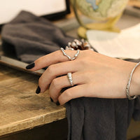 Fashion Irregular C Shape Wide 925 Sterling Silver Adjustable Ring - KIAHMILLA