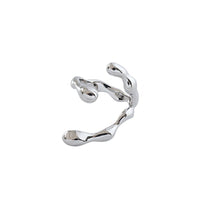 Fashion Irregular C Shape Wide 925 Sterling Silver Adjustable Ring - KIAHMILLA