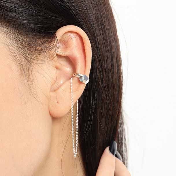 Fashion Irregular Chain Tassels 925 Sterling Silver Non-Pierced Earring(Single) - KIAHMILLA