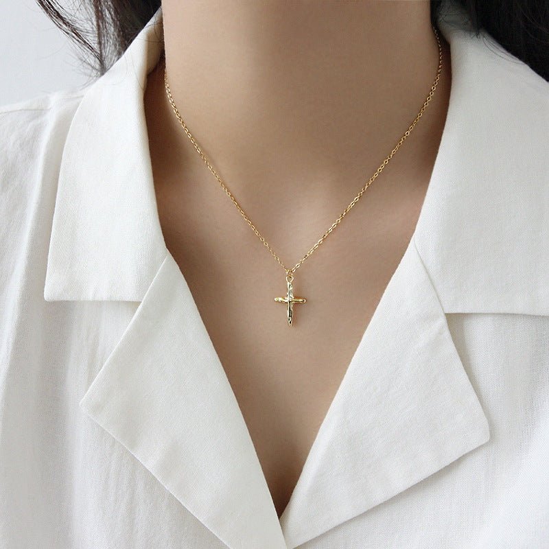Fashion Irregular Cross 925 Sterling Silver Necklace - KIAHMILLA