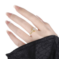 Fashion Irregular CZ Fishbone 925 Sterling Silver Adjustable Ring Stud Earrings - KIAHMILLA