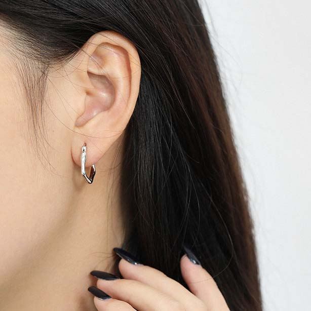 Fashion Irregular Geometry 925 Sterling Silver Hoop Earrings - KIAHMILLA