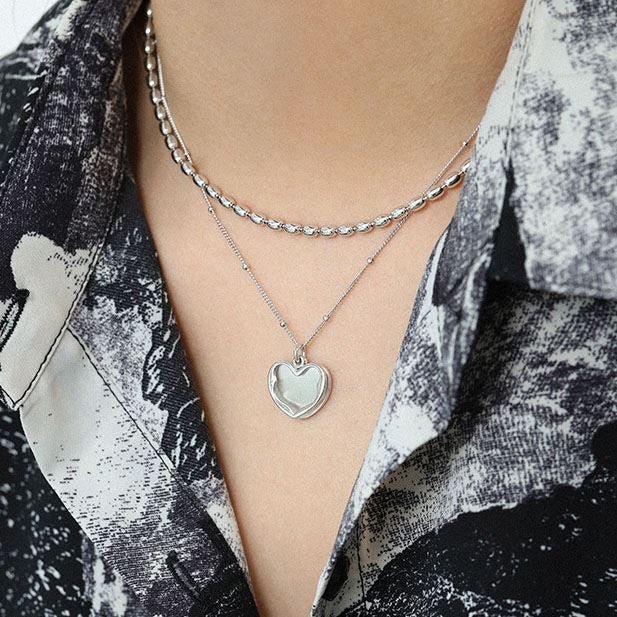 Fashion Irregular Heart Love 925 Sterling Silver Necklace - KIAHMILLA