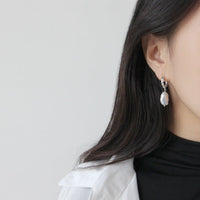 Fashion Irregular Shell Pearl Twisted Circle 925 Sterling Silver Hoop Earrings - KIAHMILLA