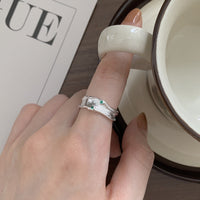 Fashion Irregular Wave Green CZ 925 Sterling Silver Adjustable Ring - KIAHMILLA