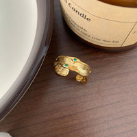 Fashion Irregular Wave Green CZ 925 Sterling Silver Adjustable Ring - KIAHMILLA