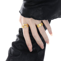 Fashion Irregular Wave Mini Baguette CZ 925 Sterling Silver Adjustable Ring - KIAHMILLA