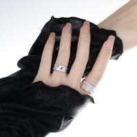 Fashion Irregular Wave Mini Baguette CZ 925 Sterling Silver Adjustable Ring - KIAHMILLA