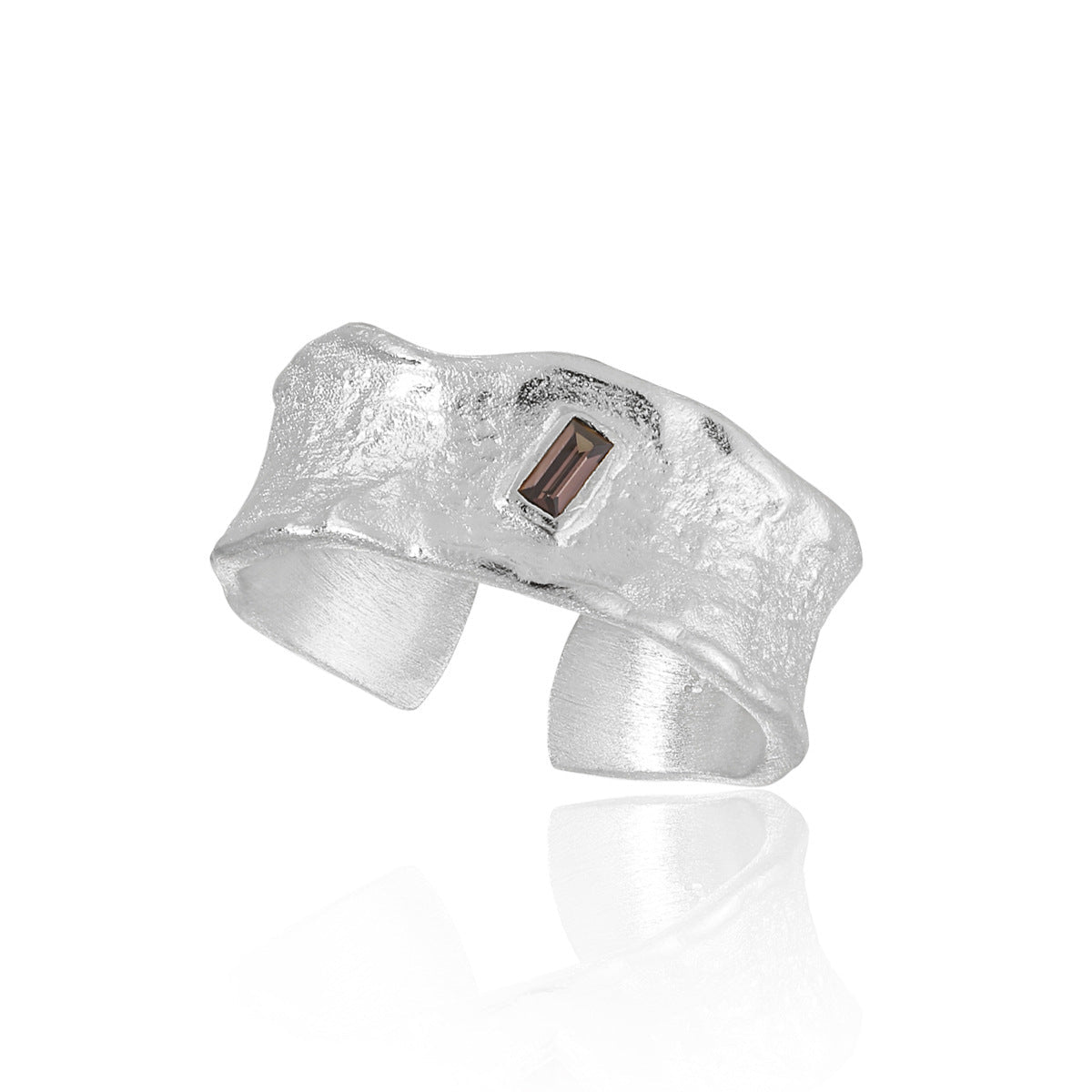 Fashion Irregular Wave Mini Baguette CZ 925 Sterling Silver Adjustable Ring - KIAHMILLA