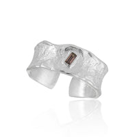 Fashion Irregular Wave Mini Baguette CZ 925 Sterling Silver Adjustable Ring - KIAHMILLA