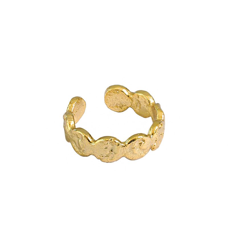 Fashion Irregular Wave Round 925 Sterling Silver Adjustable Ring - KIAHMILLA