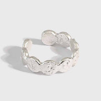 Fashion Irregular Wave Round 925 Sterling Silver Adjustable Ring - KIAHMILLA