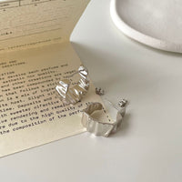 Fashion Irregular Wrinkle 925 Sterling Silver Hoop Earrings - KIAHMILLA