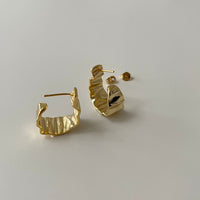 Fashion Irregular Wrinkle 925 Sterling Silver Hoop Earrings - KIAHMILLA