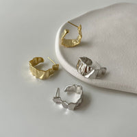 Fashion Irregular Wrinkle 925 Sterling Silver Hoop Earrings - KIAHMILLA