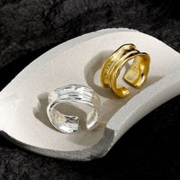 Fashion Irregular Wrinkle Texture 925 Sterling Silver Adjustable Ring - KIAHMILLA