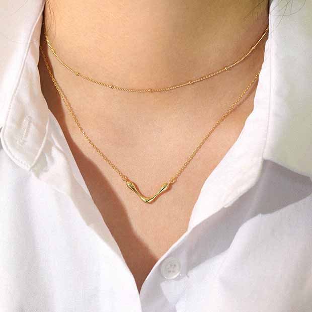 Fashion Letter V Shape 925 Sterling Silver Necklace - KIAHMILLA