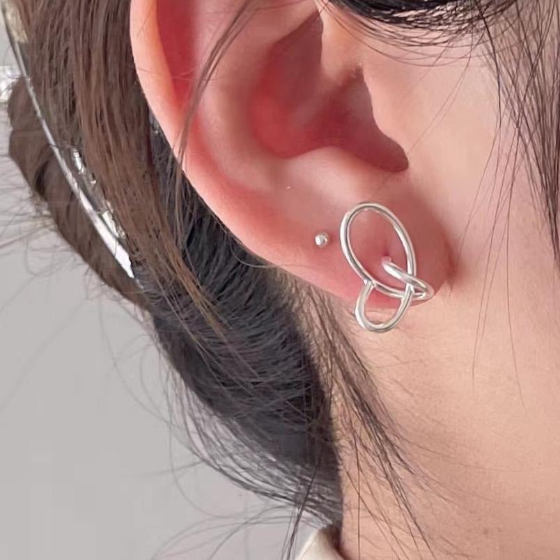 Fashion Messy Lines Cross 925 Sterling Silver Stud Earrings - KIAHMILLA