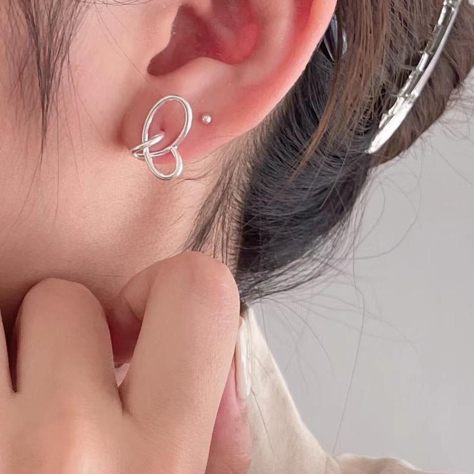 Fashion Messy Lines Cross 925 Sterling Silver Stud Earrings - KIAHMILLA