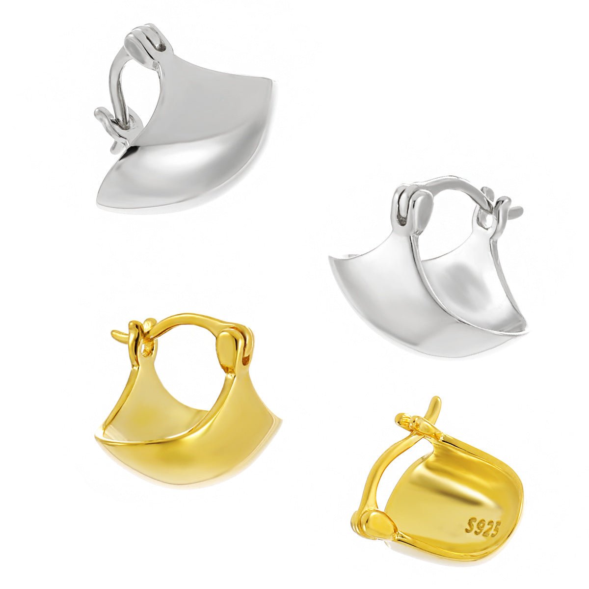 Fashion Modern Arc 925 Sterling Silver Hoop Earrings - KIAHMILLA