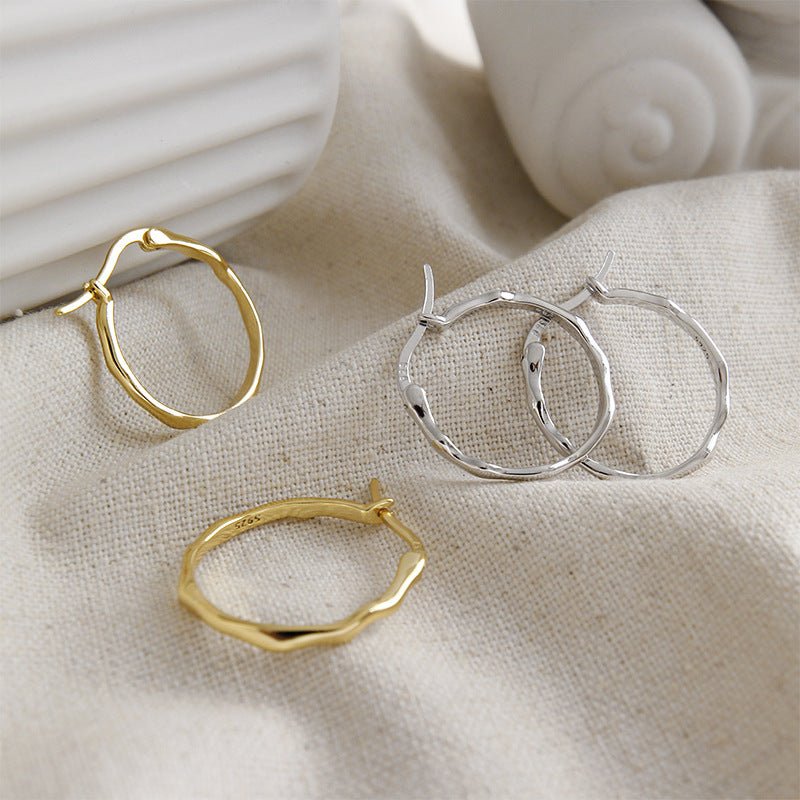 Fashion Office Irregular Circle 925 Sterling Silver Hoop Earrings - KIAHMILLA