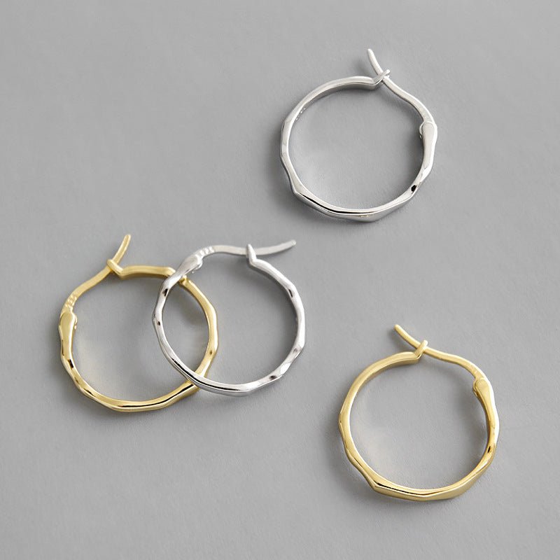 Fashion Office Irregular Circle 925 Sterling Silver Hoop Earrings - KIAHMILLA