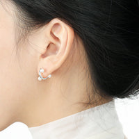 Fashion Office Round Shell Pearls C Shape 925 Sterling Silver Hoop Earrings - KIAHMILLA
