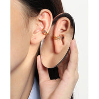 Fashion Oval CZ Double Layer 925 Sterling Silver Non-Pierced Earring(Single) - KIAHMILLA