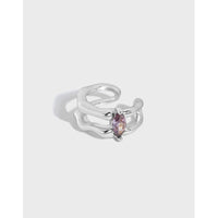 Fashion Oval CZ Double Layer 925 Sterling Silver Non-Pierced Earring(Single) - KIAHMILLA