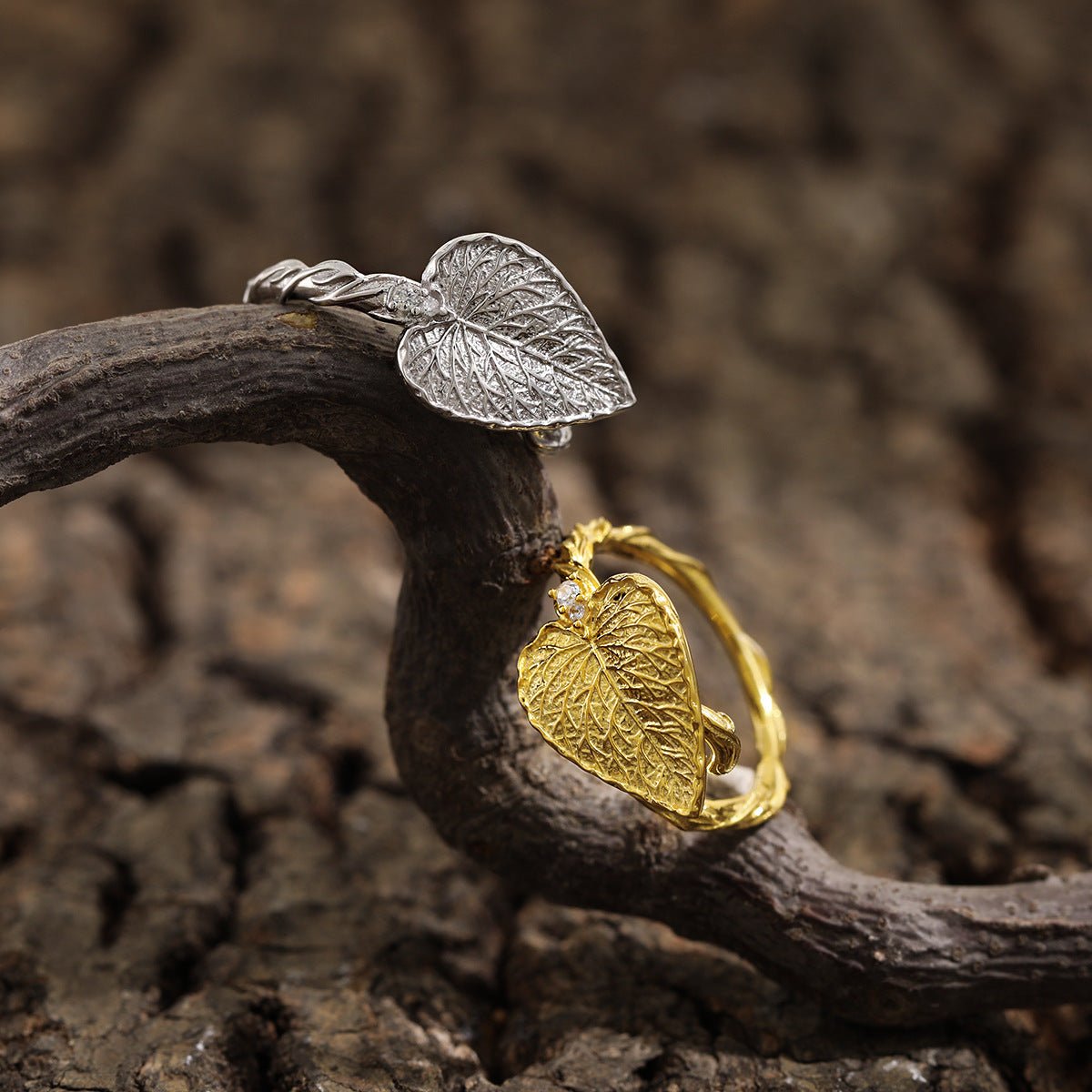 Fashion Party Big Leaf 925 Sterling Silver Adjustable Twisted Ring - KIAHMILLA