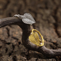 Fashion Party Big Leaf 925 Sterling Silver Adjustable Twisted Ring - KIAHMILLA
