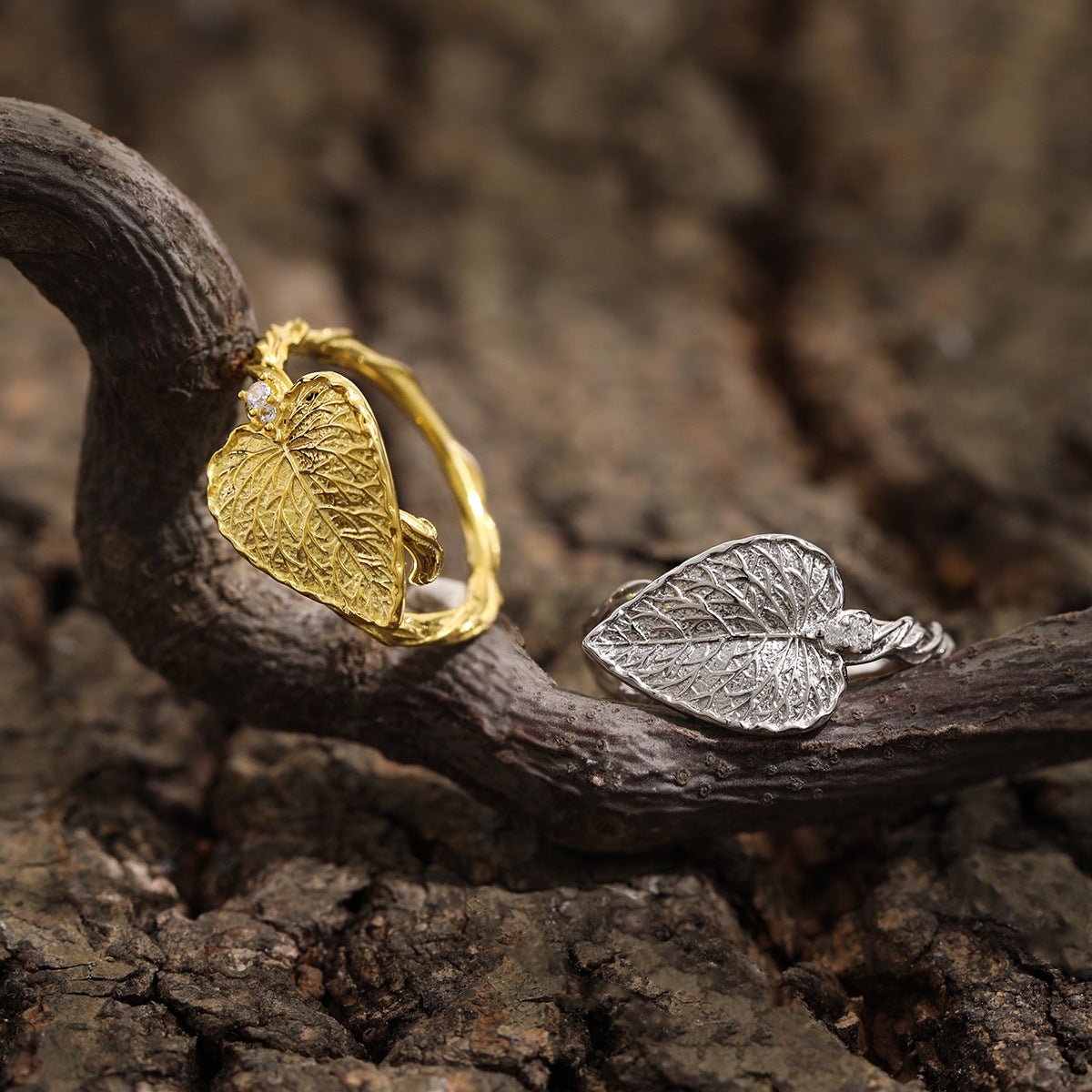 Fashion Party Big Leaf 925 Sterling Silver Adjustable Twisted Ring - KIAHMILLA