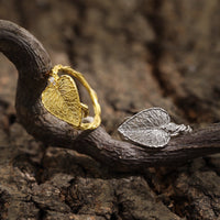 Fashion Party Big Leaf 925 Sterling Silver Adjustable Twisted Ring - KIAHMILLA