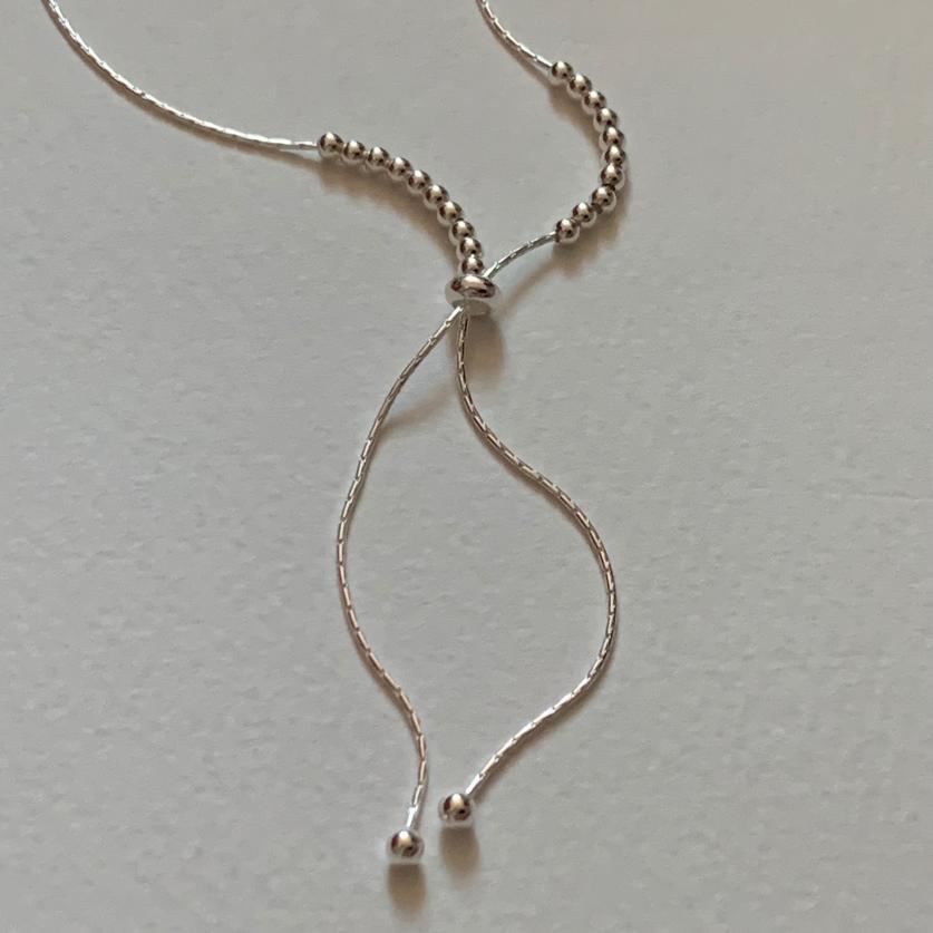 Fashion Round Beads Adjustable Tassels 925 Sterling Silver Necklace - KIAHMILLA