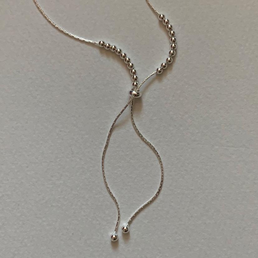 Fashion Round Beads Adjustable Tassels 925 Sterling Silver Necklace - KIAHMILLA