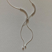 Fashion Round Beads Adjustable Tassels 925 Sterling Silver Necklace - KIAHMILLA