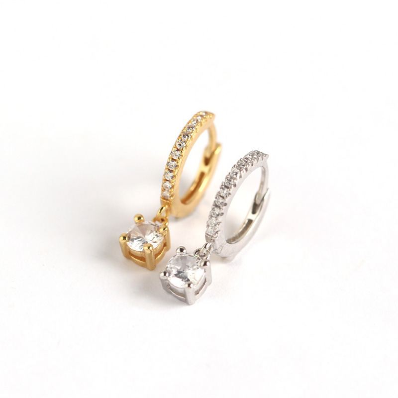 Fashion Round CZ Simple 925 Sterling Silver Hoop Earrings - KIAHMILLA