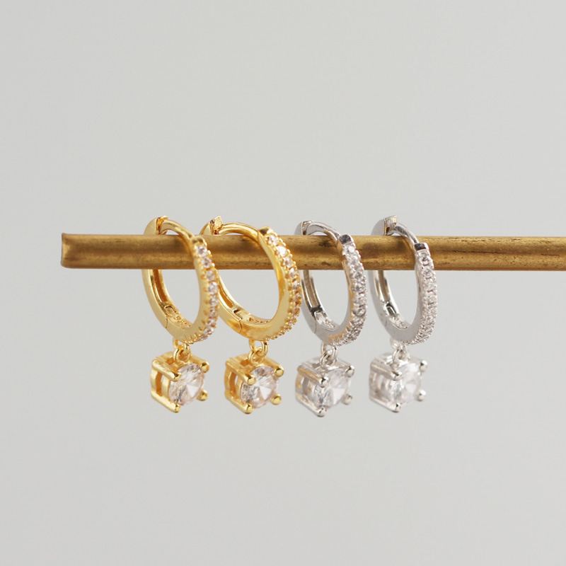 Fashion Round CZ Simple 925 Sterling Silver Hoop Earrings - KIAHMILLA