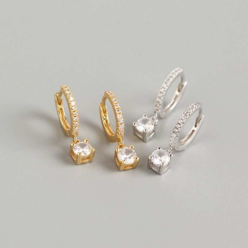Fashion Round CZ Simple 925 Sterling Silver Hoop Earrings - KIAHMILLA