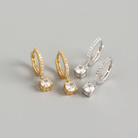 Fashion Round CZ Simple 925 Sterling Silver Hoop Earrings - KIAHMILLA