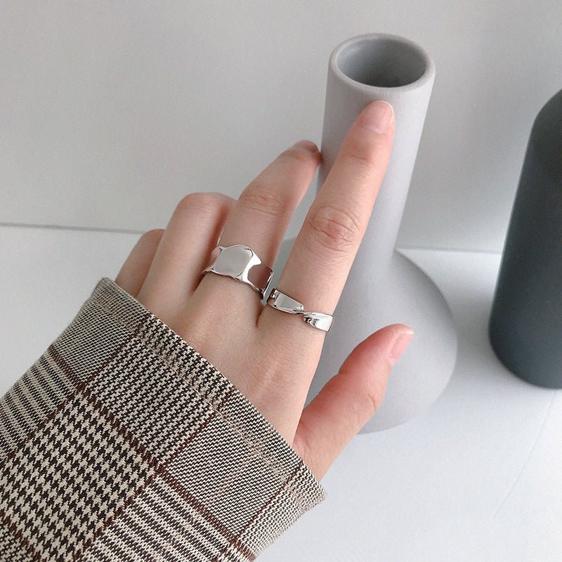 Fashion Twisted Cross 925 Sterling Silver Adjustable Ring - KIAHMILLA