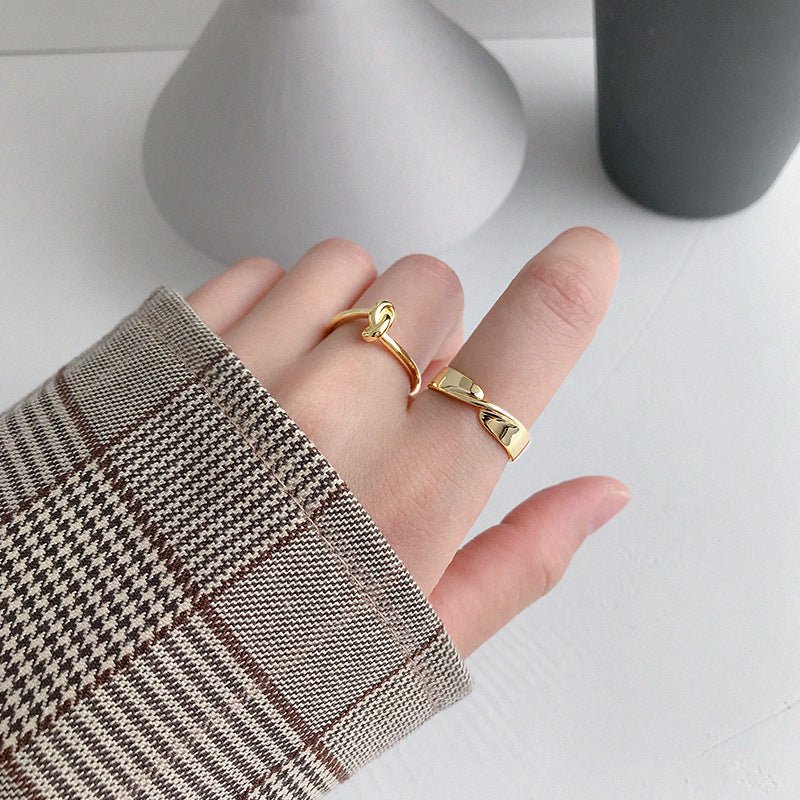 Fashion Twisted Cross 925 Sterling Silver Adjustable Ring - KIAHMILLA