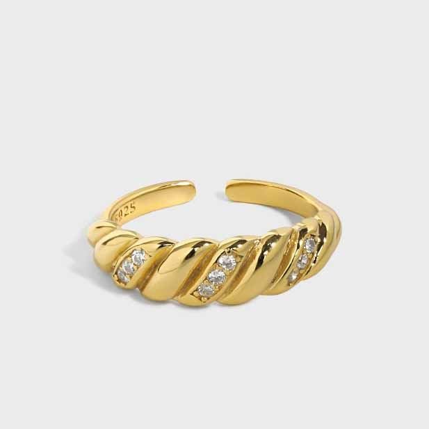 Fashion Twisted CZ 925 Sterling Silver Adjustable Ring - KIAHMILLA