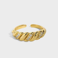 Fashion Twisted CZ 925 Sterling Silver Adjustable Ring - KIAHMILLA