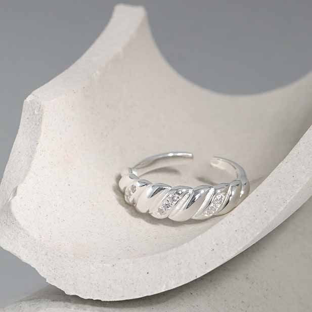 Fashion Twisted CZ 925 Sterling Silver Adjustable Ring - KIAHMILLA
