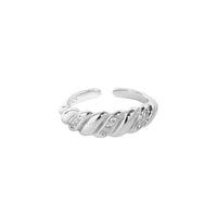 Fashion Twisted CZ 925 Sterling Silver Adjustable Ring - KIAHMILLA