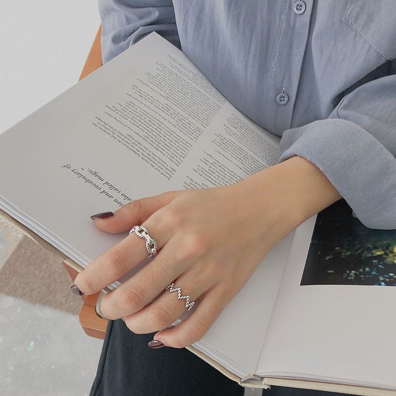 Fashion Twisted Hollow Chain 925 Sterling Silver Adjustable Ring - KIAHMILLA