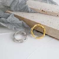 Fashion Twisted Hollow Chain 925 Sterling Silver Adjustable Ring - KIAHMILLA